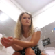 A pretty Bulgarian girl uses the toilet while staying with a friend. She sits down on the toilet, farts, pisses, and has a gassy, wet-sounding shit. Something she ate must not have agreed with her stomach! Presented in 720P HD. Over 3.5 minutes.